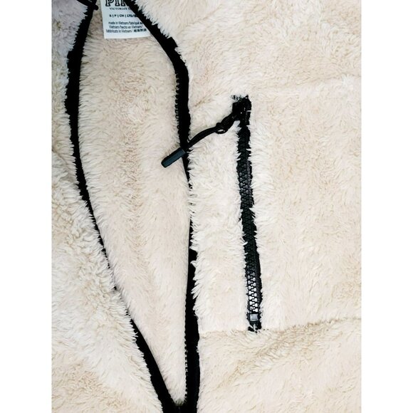 Womens - PINK - Pullover - Jacket: Half Zip - Small Ivory   Fleece - Picture 6 of 7